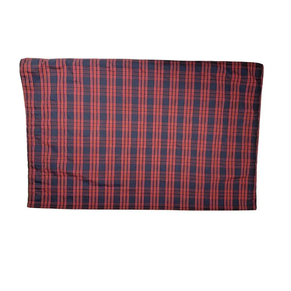 Custom XL Pillowcase Cushion Cover Tartan Plaid Red Pink Navy Blue Body Vintage